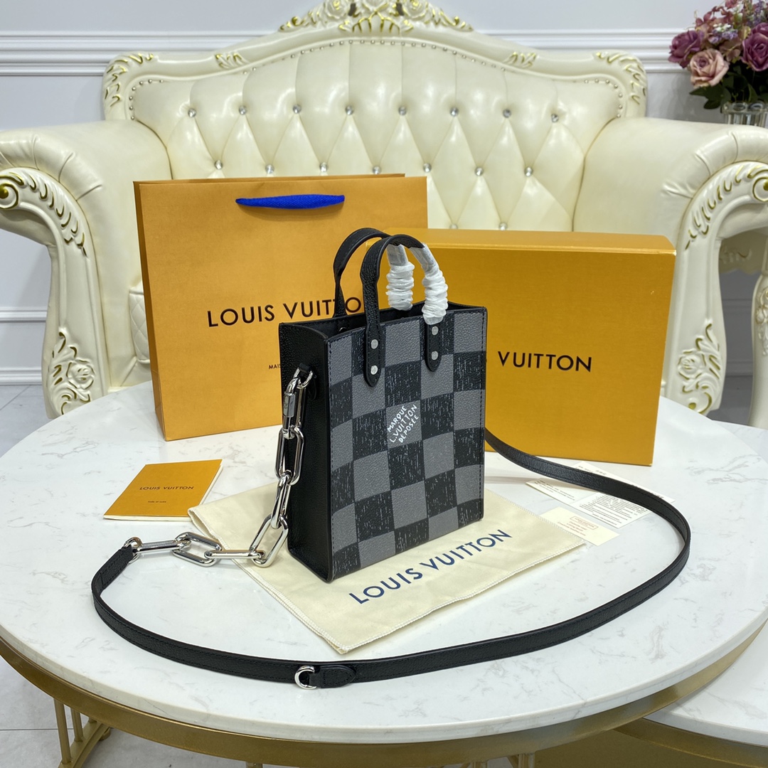 Louis Vuitton SAC PLAT PM Handbag Cowhide Leather N60479 Graphite